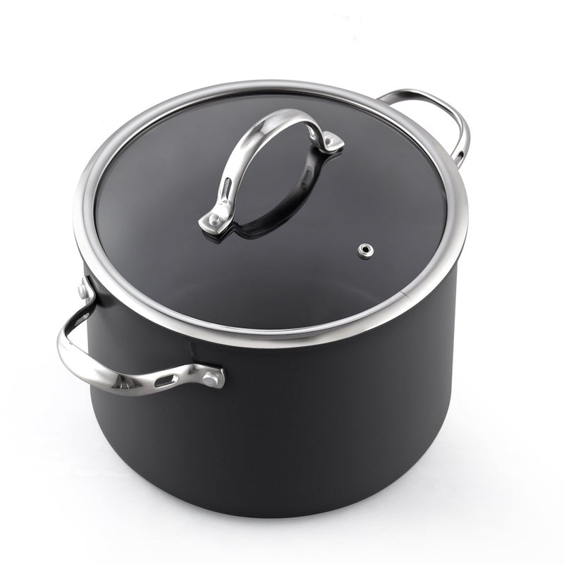 Cooks Standard وعاء طهي قياسي من كوكز ستاندرد مع غطاء زجاجي، 8-كوارت، وعاء كاسرول كلاسيكي غير لاصق، أسود - Image 1